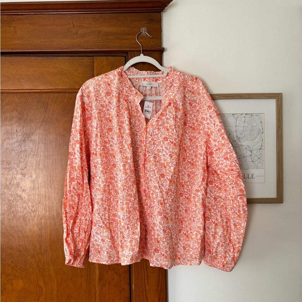 LOFT Orange Floral Blouse